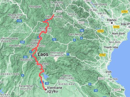 Kaartje route Laos 1